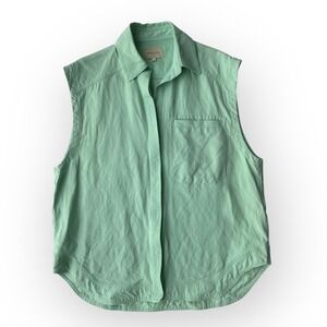 Womens Mint Green Sleeveless Linen Button Down Blouse Mint Green L Loulou Studio